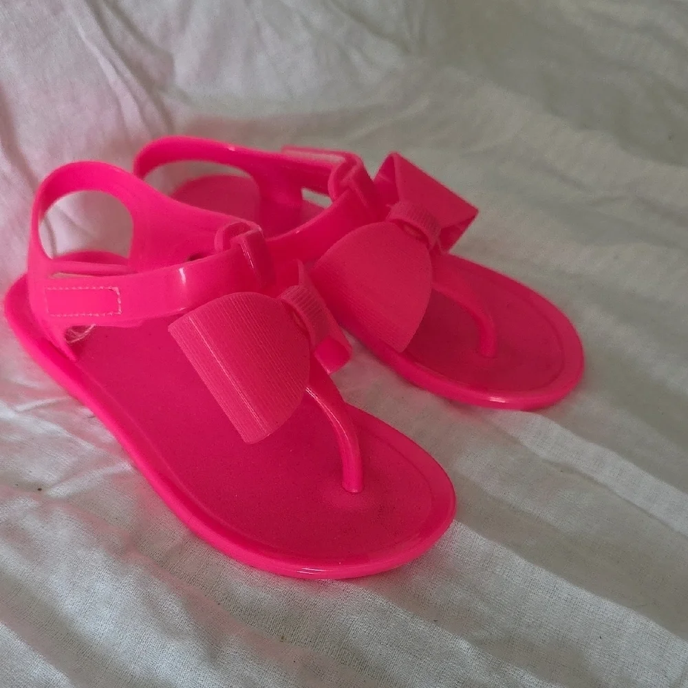 (J36) Wonder Nation Pink Bow Sandals for Kids Sz 8 In Toddler
